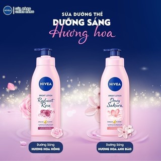 Bộ 2 Sữa Dưỡng Thể NIVEA Dưỡng Sáng Da Hương Hoa Hồng | Hoa Anh Đào (350 ml) - 85707+85703