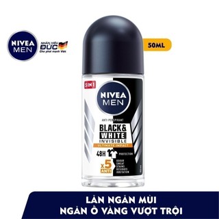 Bộ 6 Lăn Ngăn Mùi NIVEA MEN Black & White Invisible Ultimate Ngăn Vệt Ố Vàng - Hương Mạnh Mẽ (50 ml) - 85392