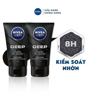Bộ 2 Sữa Rửa Mặt NIVEA MEN Deep Giảm Mụn | Sáng Da Than Đen Hoạt Tính (100 g) - 84415