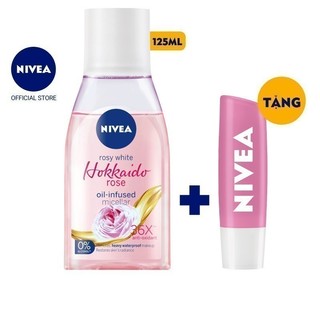 Bộ sản phẩm Nước tẩy trang Nivea hoa hồng Hokkaido - Tặng son dưỡng môi chiết xuất hoa hồng