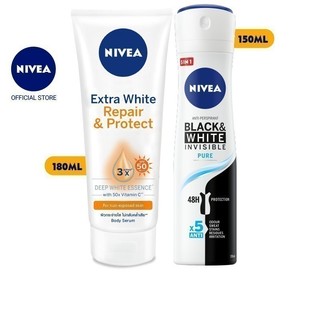 Bộ Đôi NIVEA Chống Nắng & Ngăn Mùi 5in1 (Tinh Chất Dưỡng Thể 180ml 88314 & Xịt Ngăn Mùi Ngăn Vệt Ố Vàng 150ml 82230)
