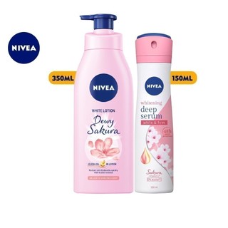 Bộ đôi chăm sóc cơ thể hương Sakura Nivea (Xịt serum ngăn mùi 150ml_85308 & Sữa dưỡng thể 350ml_85703)