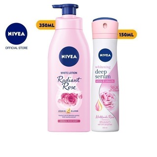 Bộ đôi chăm sóc cơ thể hương hoa hồng NIVEA (Xịt serum ngăn mùi 150ml_85304 & Sữa dưỡng thể 350ml_85707)