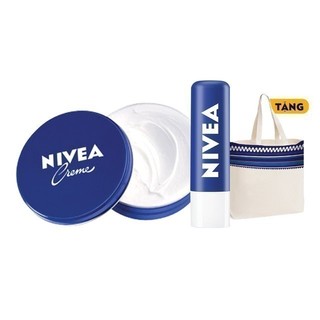 Bộ đôi Nivea Tailored Care (Son dưỡng môi tự nhiên Nivea 4.8g & Kem dưỡng ẩm Nivea creme 60ml)+ Tặng túi Canvas xinh xắn
