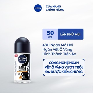 Lăn Ngăn Mùi NIVEA MEN Black&White Ngăn Vệt Ố Vàng Vượt Trội - Hương Mạnh Mẽ (50 ml) - 85392