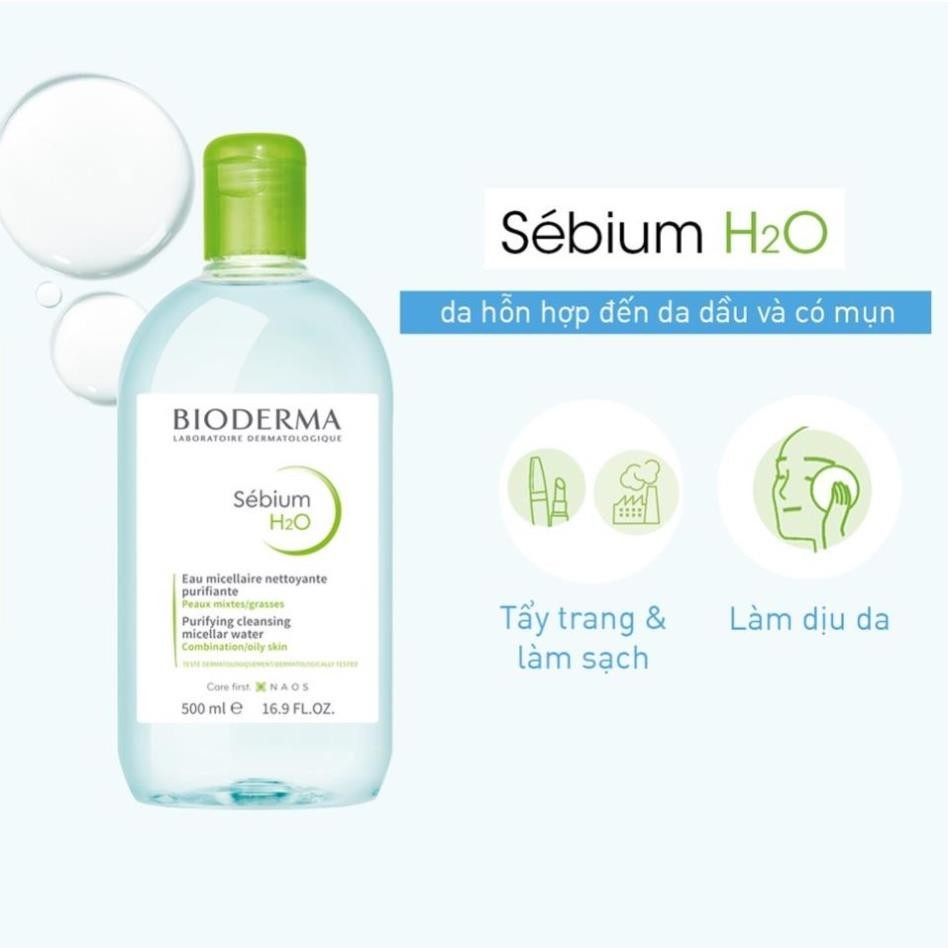 [Chính Hãng] Nước Tẩy Trang Bioderma Senbium H2O Dành Cho Da Dầu Mụn, Da Nhạy Cảm 500ml | BigBuy360 - bigbuy360.vn