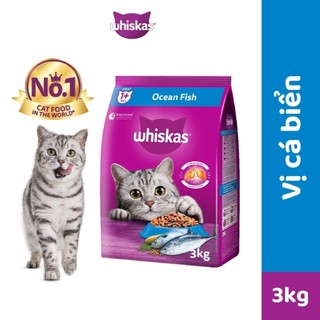 WHISKAS Thức Ăn Cho Mèo Trưởng Thành Dạng Hạt vị Cá Biển - 3kg