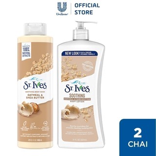 Combo Sữa tắm St.ives Yến mạch và bơ 650ml và Sữa dưỡng thể St.Ives Yến mạch và bơ 621ml