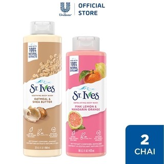 Combo Sữa tắm St.ives Yến mạch và bơ 650ml và Sữa tắm St.ives Cam chanh 473ml