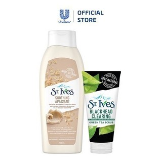 Combo Sữa tắm St.Ives Chiết Xuất Yến Mạch và Bơ 709ml và Sữa rửa mặt tẩy tế bào chết St.Ives Trà Xanh 170g