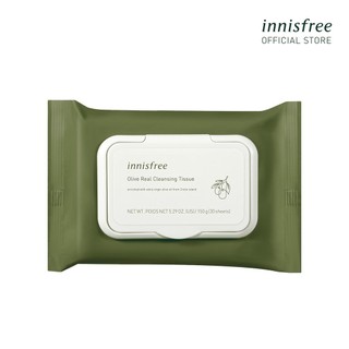 Khăn giấy tẩy trang dưỡng ẩm ô liu vàng innisfree Olive Real Cleansing Tissue (30 miếng)