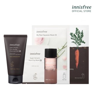 Bộ chăm sóc kiểm soát bã nhờn và thu nhỏ lỗ chân lông innisfree Jeju Super Volcanic Pore Micellar Cleansing Foam 2X Set
