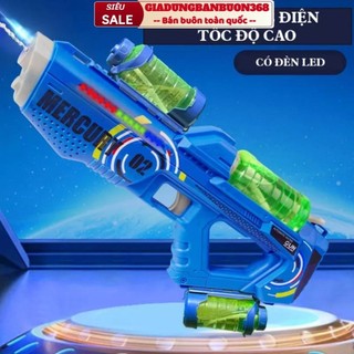 Đồ chơi cho bé súng nước tự động pin sạc, súng bắn nước đồ chơi trẻ em kèm đèn led vui nhộn htv