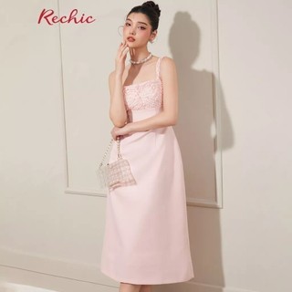 RECHIC Đầm Dài Nữ Hani dáng 2 dây bản to cách điệu chiết eo thanh lịch sang trọng