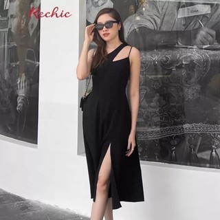 RECHIC Đầm dài Arian kiểu lệch vai dáng váy chiết eo xẻ tà sang trọng gợi cảm