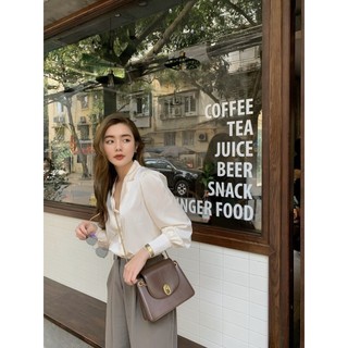 RECHIC Áo Sơ Mi Blouse cổ Pijama nhiều màu xinh xắn dễ thương thanh lịch