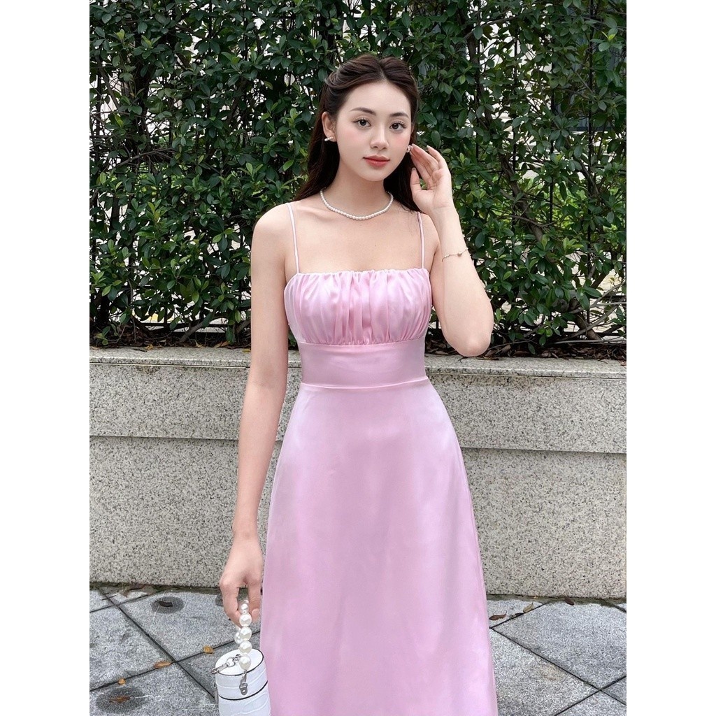 RECHIC Đầm dài Narry Lụa hai dây Nhún Ngực Quyến Rũ Xinh Xắn | BigBuy360 - bigbuy360.vn