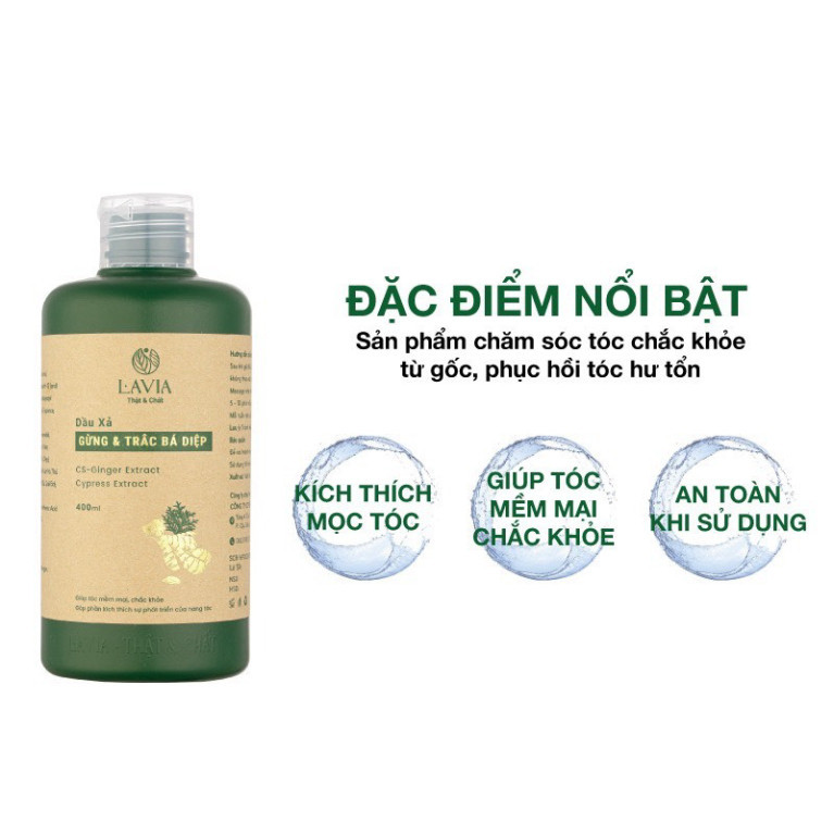Dầu gội lavia gừng và trắc bá diệp hỗ trợ mọc tóc giảm rụng tóc 400ml