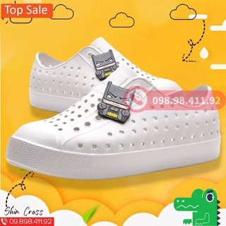 Giày nhựa đi mưa trống trượt cho nam và nữ màu full trắng size 35-45