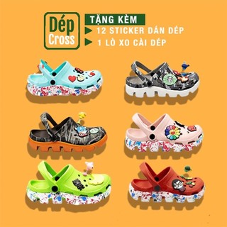 Dép  Cross DU ÉT  hotrend đế răng cưa DU01 Cao Cấp, tặng thêm 12 sticker cross