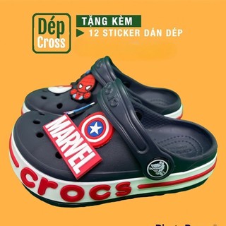 Giàydép Cross đế bánh mì baya màu tím than viền chữ đỏ tặng thêm 12 sticker cross