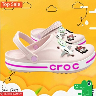 Giày dép Cross đế bánh mì màu hồng viền hồng đậm tặng thêm 12 sticker cross