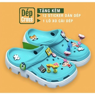 Dép Cross Duet Xanh Đế Trắng Sục Crocs Khủng Long Busy, Dép Duet Lượn Sóng Sục Bít Đầu Thời Trang [ DUET XANH ĐẾ TRẮNG ]