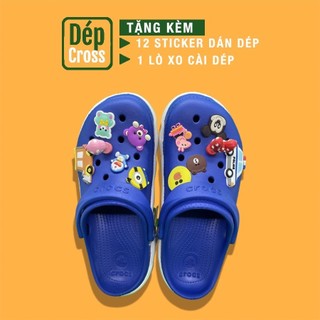 dép Cross khủng long unisex đế lượn sóng MAIDUTE1 xanh biển