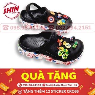dép cross💖FREESHIP💖quai ngang Đen sơn SHINCR771 tặng 12 sticker