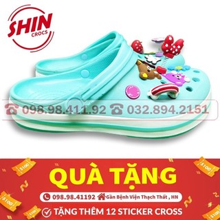 dép cross💖FREESHIP💖dép cross đế bánh mì họa tiết xanh hồng SHINCRBAND tăng thêm 12 sticker cross