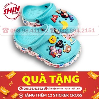 dép cross💖FREESHIP💖dép cross quai ngang họa tiết xanh nước biển đế Sơn đế lượn sóng SHINDUZ tặng thêm 12 sticker cross