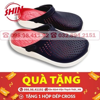 dép cross💖FREESHIP💖dép cross quai ngang họa tiết đen lót hồng SHINCRQUAING tặng thêm 1 hộp dép cross