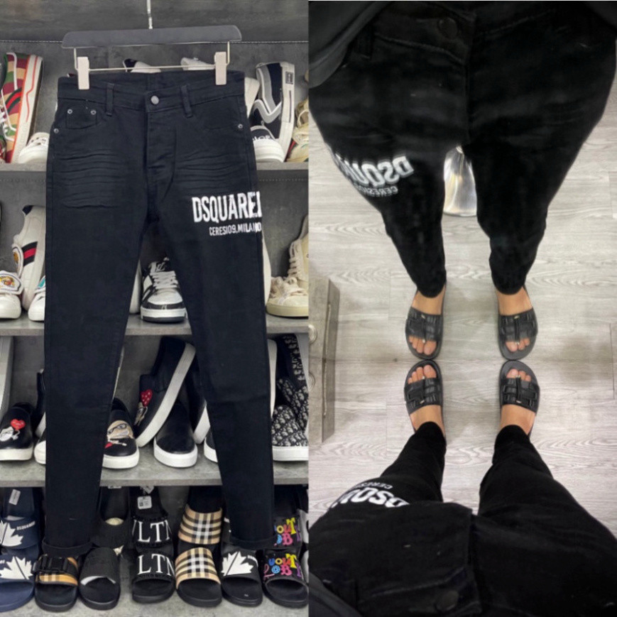 Quần Jean Đen Quần Bò Nam Dsq2 Đen - slimfit chuẩn form Loại 1 đen trơn in sơn chữ Dsquared2 ngang đ
