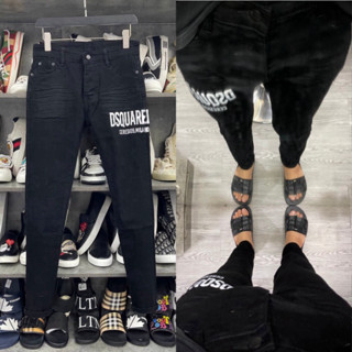 Quần Jean Đen Quần Bò Nam Dsq2 Đen - slimfit chuẩn form Loại 1 đen trơn in sơn chữ Dsquared2 ngang đùi 4 khuy
