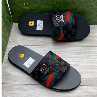 Dép Nam Nữ Dép da G.u.c.c.i Quai Ngang Dù Chéo Phối Xanh Đỏ, Chất Liệu Da Size 38 đến 43-unisexstore1