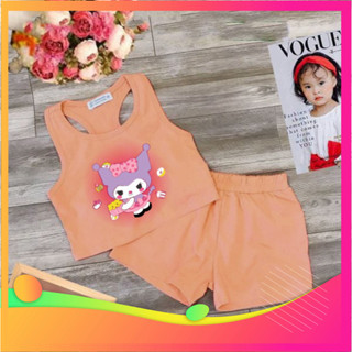 Bộ đồ ba lỗ bé gái -mẫu MKEY SN03 chất vải mát thấm hút mồ hôi-mã SN03 -HOÀNG NAMKIDS