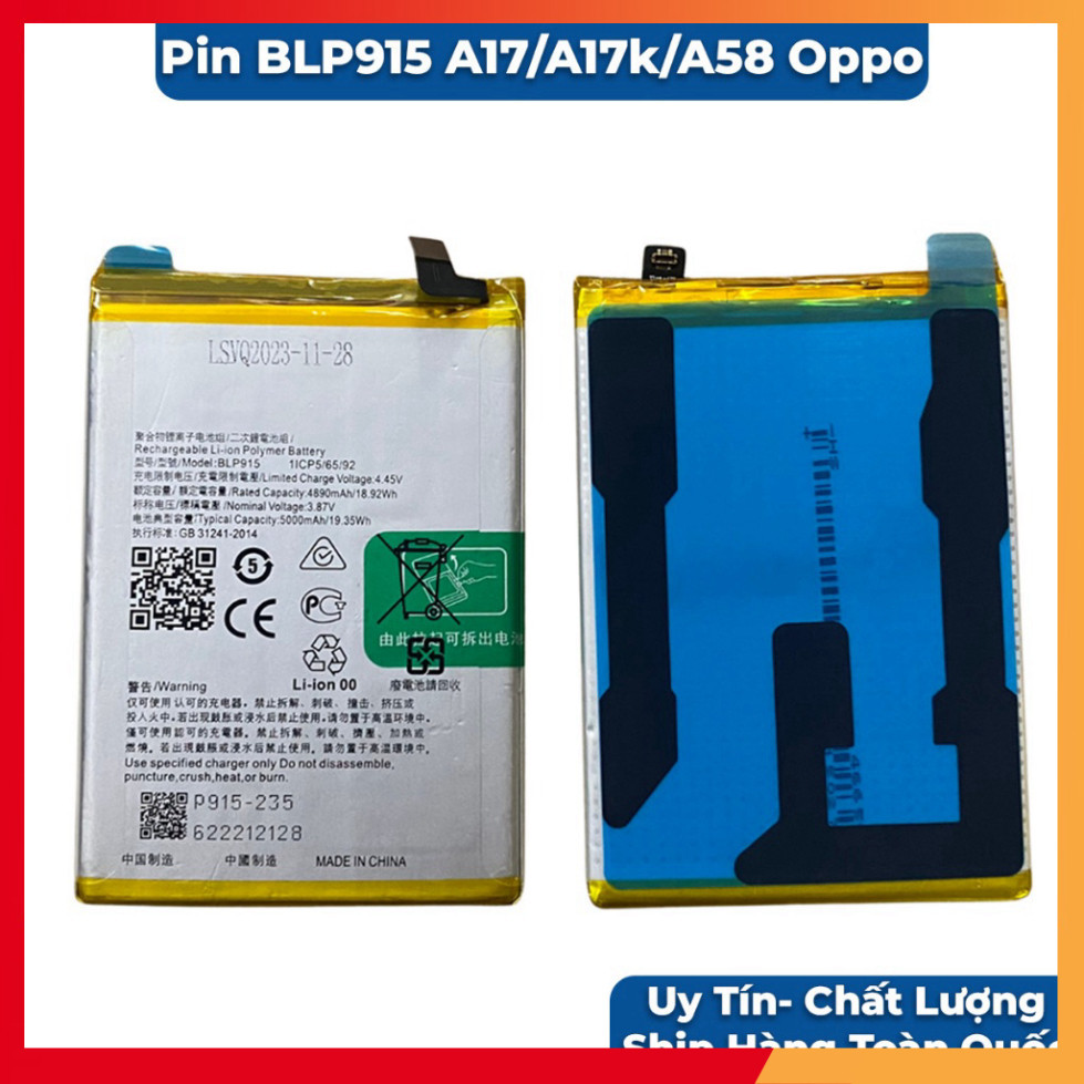 Pin BLP915 oppo a17, a17k, a58 mới mới update