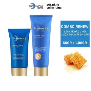 Bộ Gel tẩy tế bào chết Bio-Essence Bio-Renew 60g + Sữa rửa mặt dưỡng da Bio-essence Bio-Renew 100g