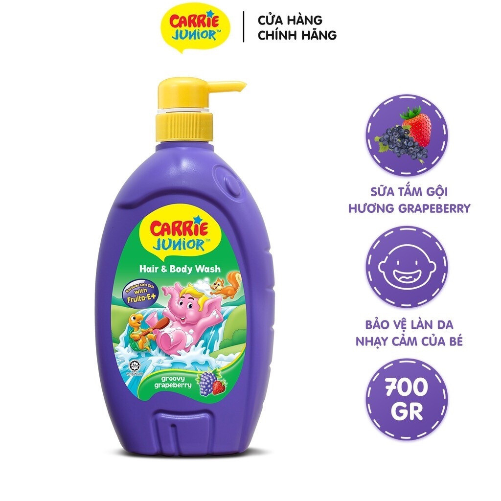 [Gift] Sữa Tắm Gội cho bé Carrie Junior hương Grapeberry 700g