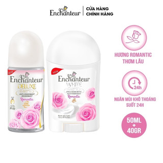 Combo Lăn Khử Mùi Hương Nước Hoa Enchanteur Romantic 50ml + Sáp Khử Mùi Trắng Da Enchanteur Romantic 40g
