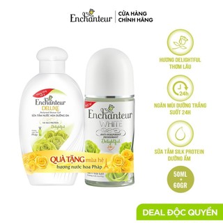 [Deal độc quyền] Lăn khử mùi trắng da Enchanteur Delightful 50ml - Tặng Sữa tắm Enchanteur 60g