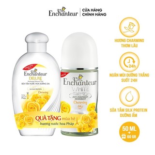 [HB Gift] Lăn khử mùi trắng da Enchanteur Charming 50ml - Tặng Sữa tắm 60gr