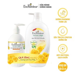 Sữa tắm sạch khuẩn từ thiên nhiên Enchanteur Charming Anti-Bacterial 650gr - Tặng Nước rửa tay Charming 300gr
