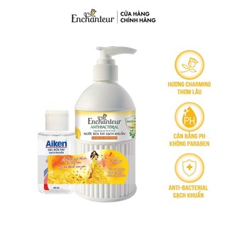 Nước rửa tay sạch khuẩn từ thiên nhiên Enchanteur Charming Anti-Bacterial 300gr - Tặng Gel rửa tay sạch khuẩn Aiken 60ml