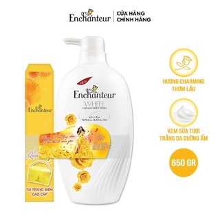Sữa tắm trắng và dưỡng ẩm Enchanteur Charming 650gr - Tặng Túi trang điểm cao cấp