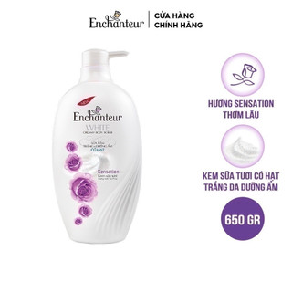 Sữa tắm trắng và dưỡng ẩm có hạt Enchanteur Sensation white creamy body scrub 650gr