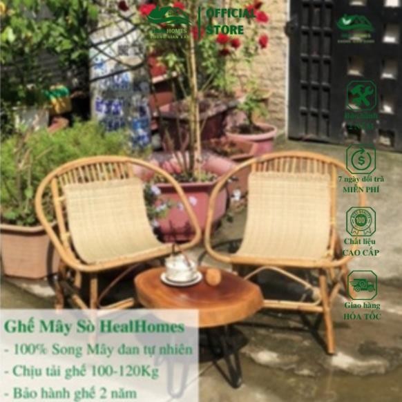 Ghế lười mây tre con sò HealHomes, trang trí sân vườn ban công, decor phòng khách, bàn ghế uống trà