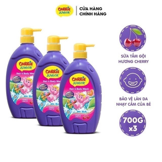 Combo 3 Sữa Tắm Gội cho bé Carrie Junior Hương Cherry