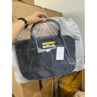 Túi tote Longchamp vải dù nắp da