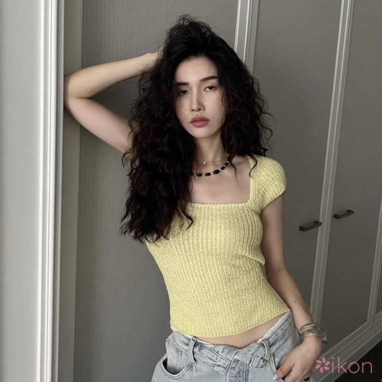 [HÈ 2024] Áo Croptop Dệt Kim Tay Ngắn Ngang Vai Màu Trơn Thiết Kế Dây Đan Chéo Sau Lưng Quyến Rũ A80 | BigBuy360 - bigbuy360.vn